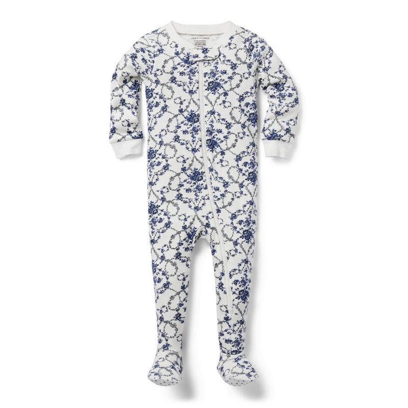 Baby Good Night Footed Pajama In Floral Toile- Janie And Jack